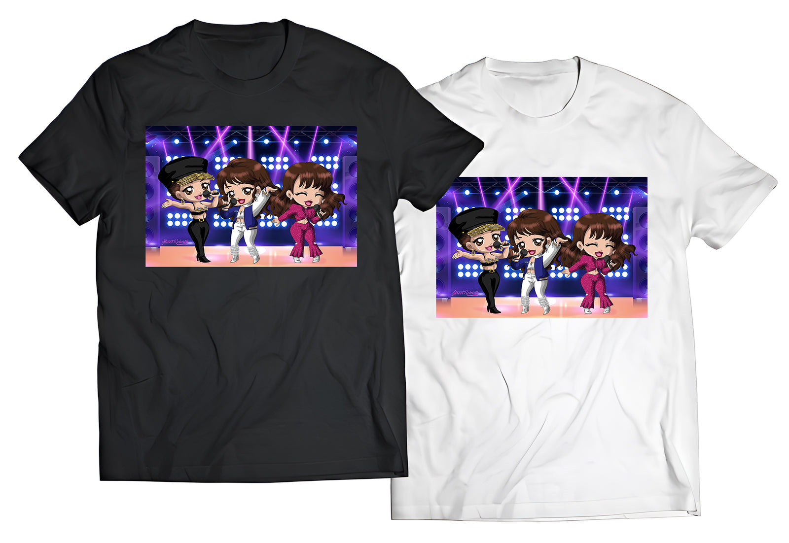 Dancing Chibi Selena Shirt – 3 Iconic Outfits – Cute Tejano Queen Graphic Tee