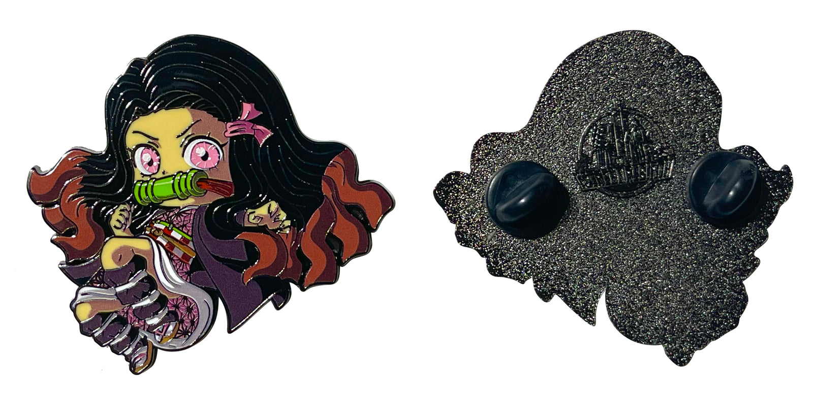 Nezuko Demon Slayer Inspired Enamel Pin – 2 Inch Hard Enamel • Anime Girl With Bamboo • Kawaii Demon Sister Pin • Collector’s Edition