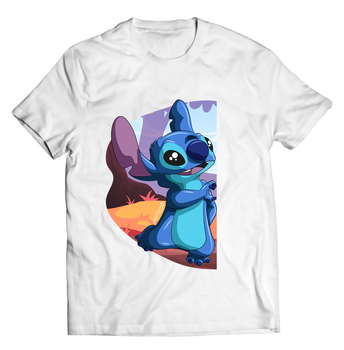 Stitch Holding Up a Heart Shirt – A Perfect Pair for Couples