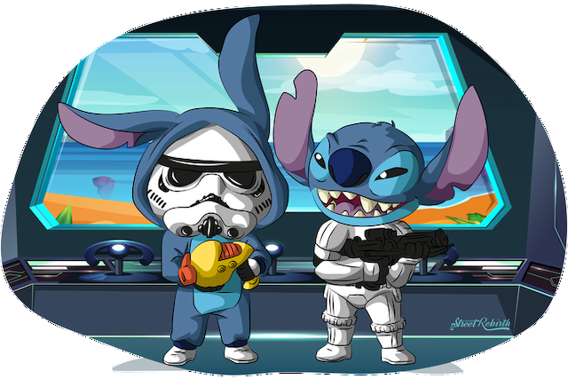 Stitch × Stormtrooper Mashup Sticker | Funny Star Galaxy Crossover | Pop Culture Vinyl Art Sticker