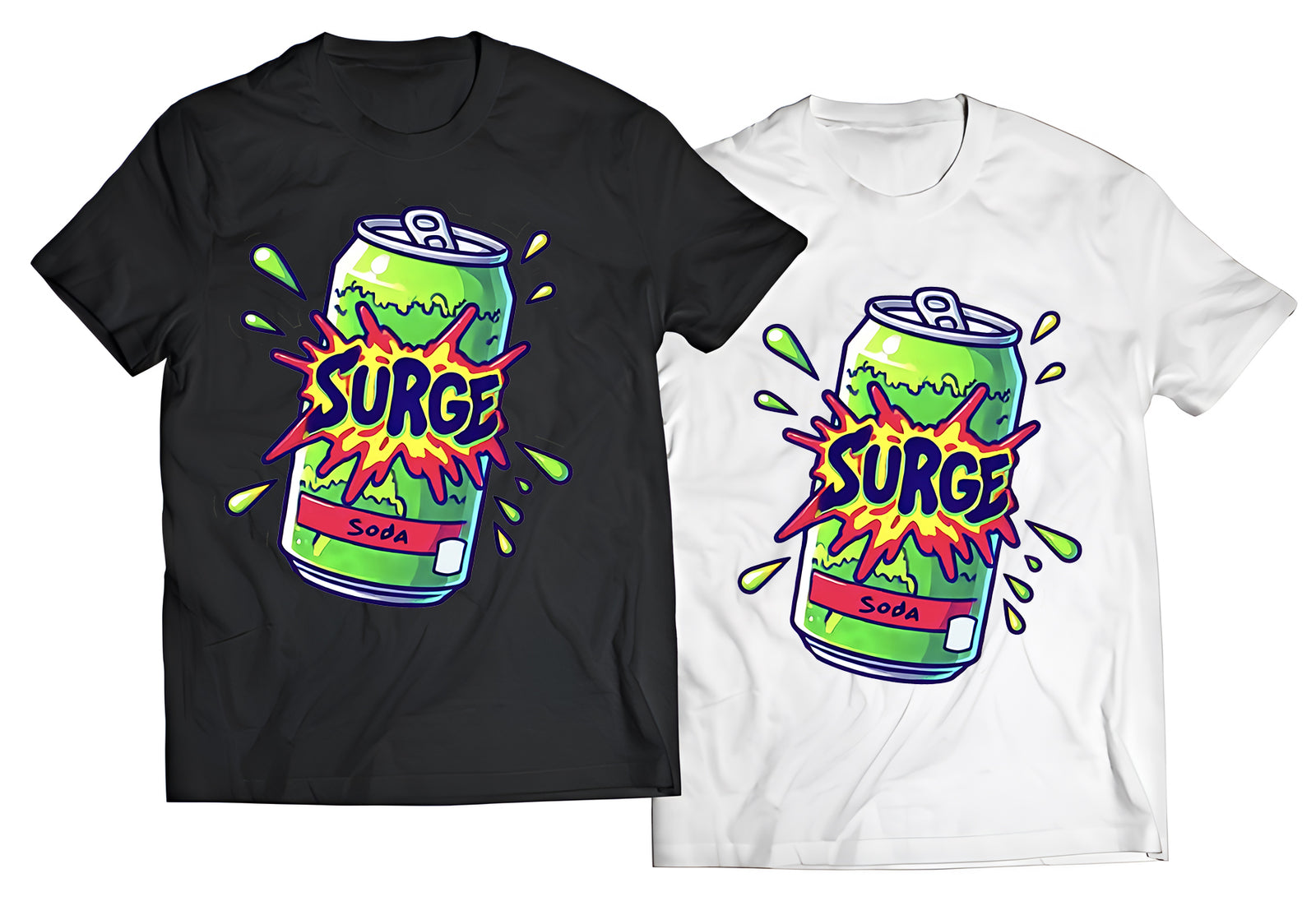 Vintage Surge Soda Can T-Shirt – 90s Nostalgia Graphic Tee, Retro Soda Pop Streetwear, Surge Energy Drink Shirt