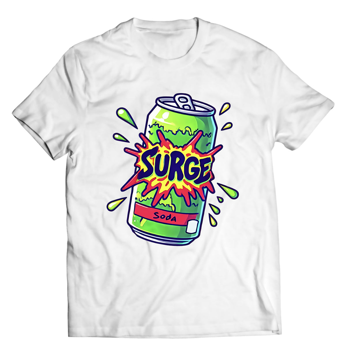 Vintage Surge Soda Can T-Shirt – 90s Nostalgia Graphic Tee, Retro Soda Pop Streetwear, Surge Energy Drink Shirt