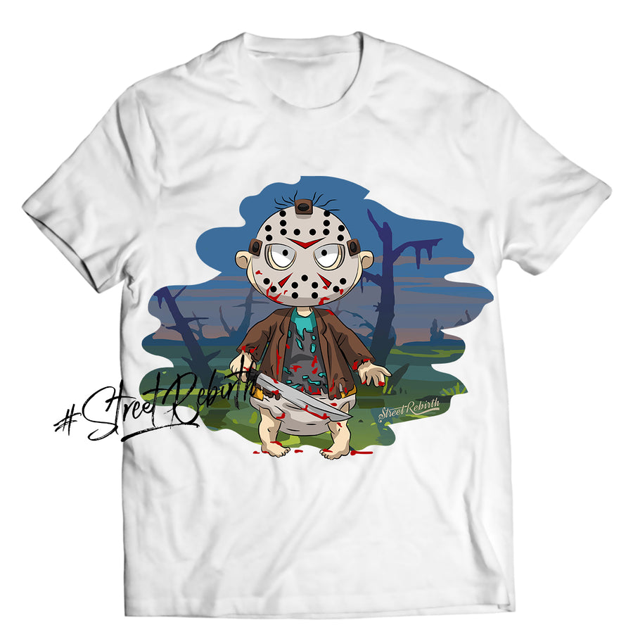 Unisex graphic T-shirt featuring an original spooky humorous retro illustration