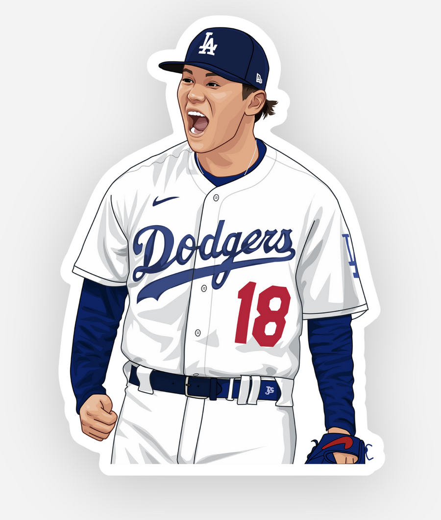 Waterproof vinyl sticker featuring an original baseball illustration