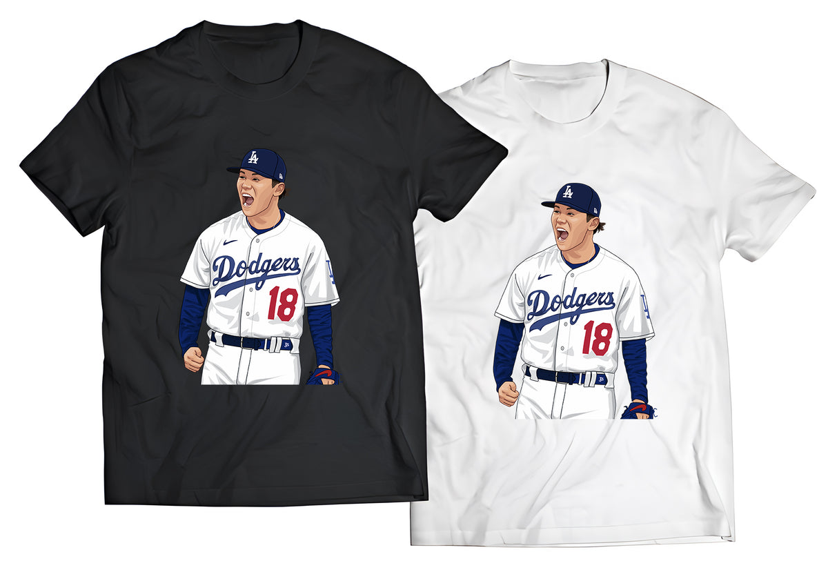 Yoshinobu Yamamoto T-Shirt – Los Angeles Dodgers #18 Pitcher Graphic Tee – MLB Fan Apparel, Unisex Streetwear, Soft Cotton Comfort, DTF Printed Baseball Shirt