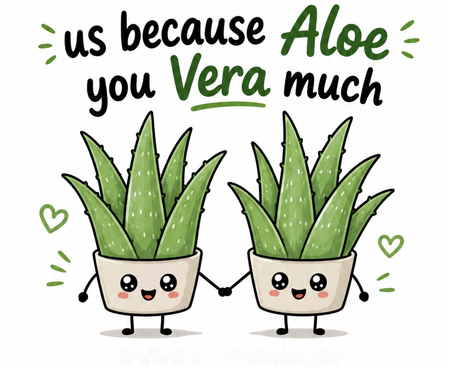 Aloe You Vera Much cute plant love pun artwork