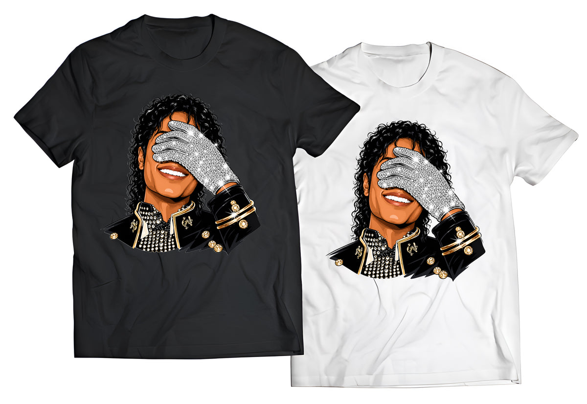 King of Pop Royalty Graphic T-Shirt - Iconic Rhinestone Glove & Military Jacket - 80s Music Legend Tee