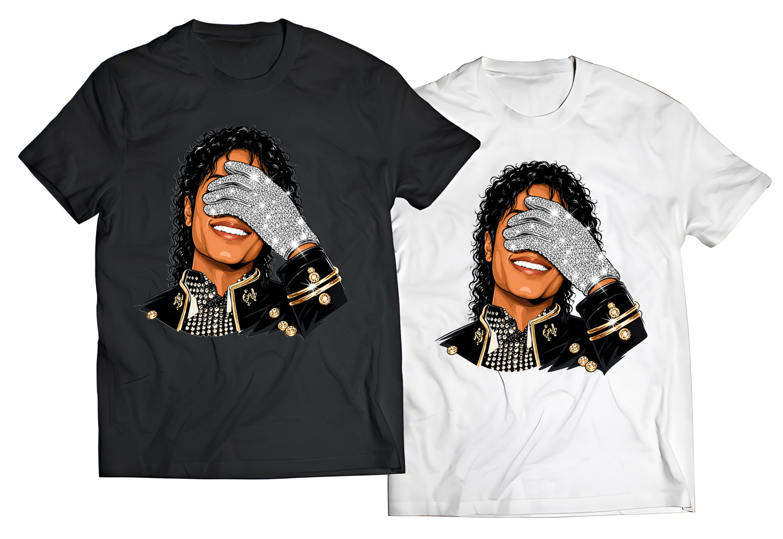 King of Pop Royalty Graphic T-Shirt - Iconic Rhinestone Glove & Military Jacket - 80s Music Legend Tee