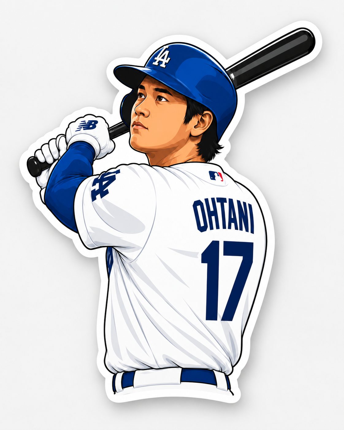 Baseball number 17 batting pose matte vinyl sticker mockup