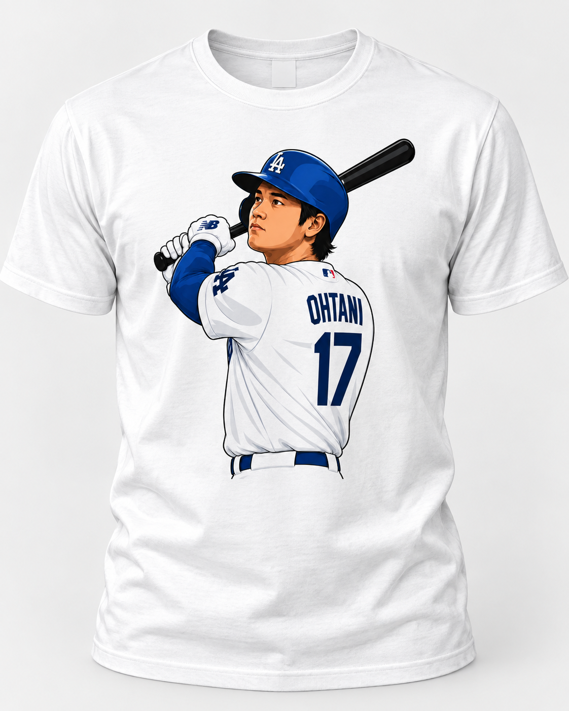 Baseball number 17 batting pose graphic tee on white shirt