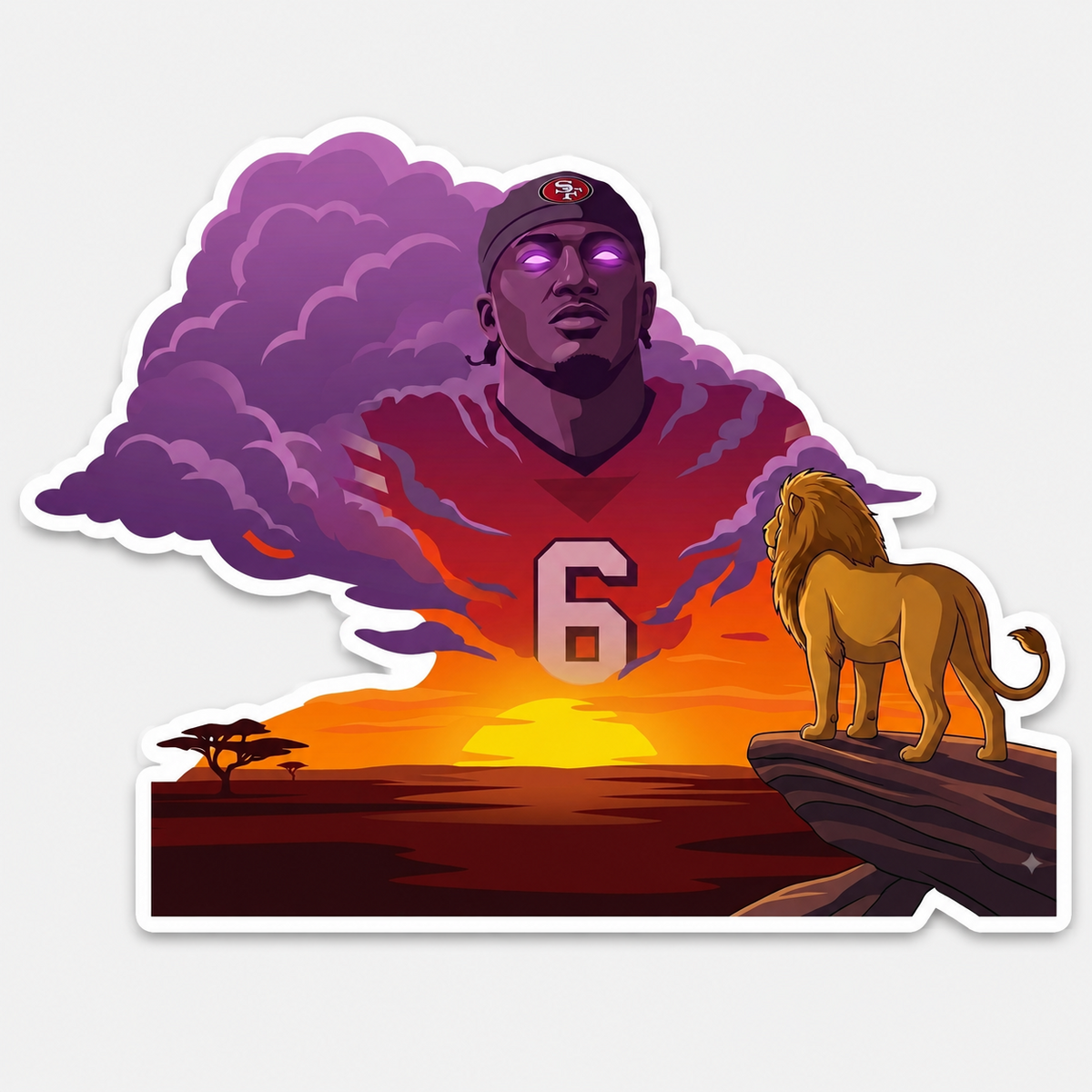 Malik Mustapha 6 San Francisco 49ers lion sunset Bay Area matte vinyl football sticker