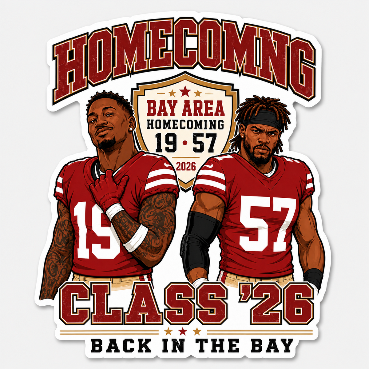 Deebo Samuel 19 and Dre Greenlaw 57 San Francisco 49ers Bay Area Homecoming Class 26 football sticker