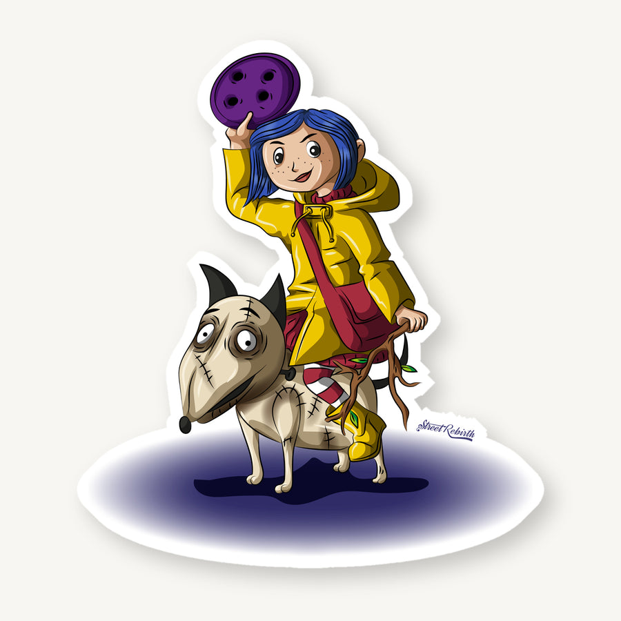 Creepy Cute Fantasy Cartoon artwork on matte die-cut vinyl sticker with white border