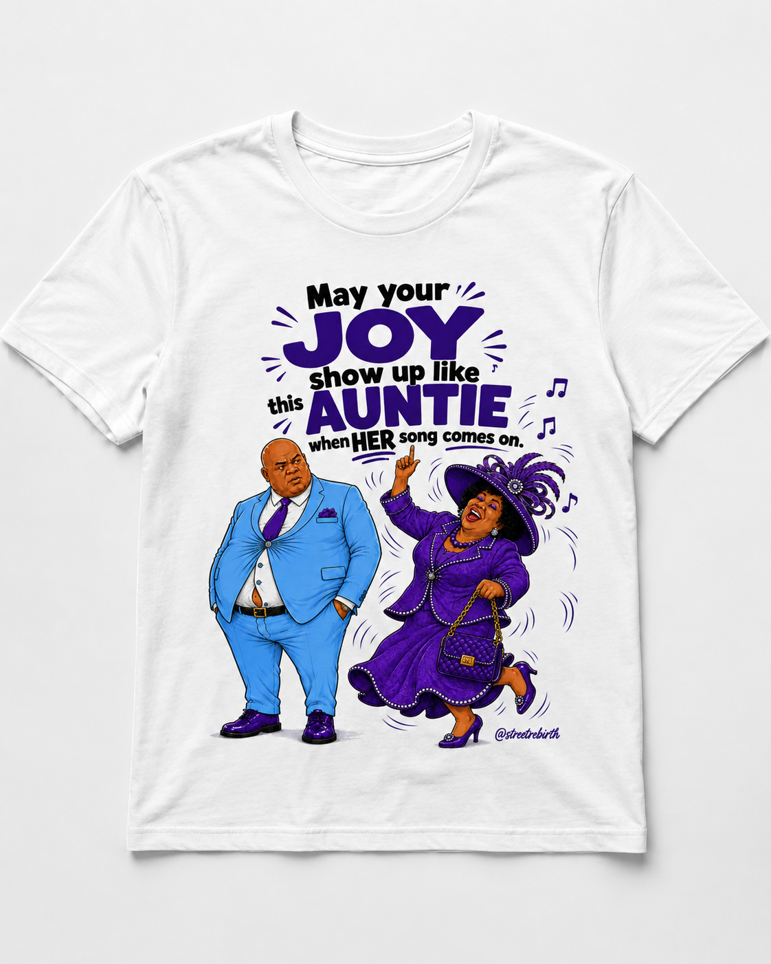 Deacon Sew &amp; Sew May Your Joy Show Up Like Auntie funny church graphic tee in white