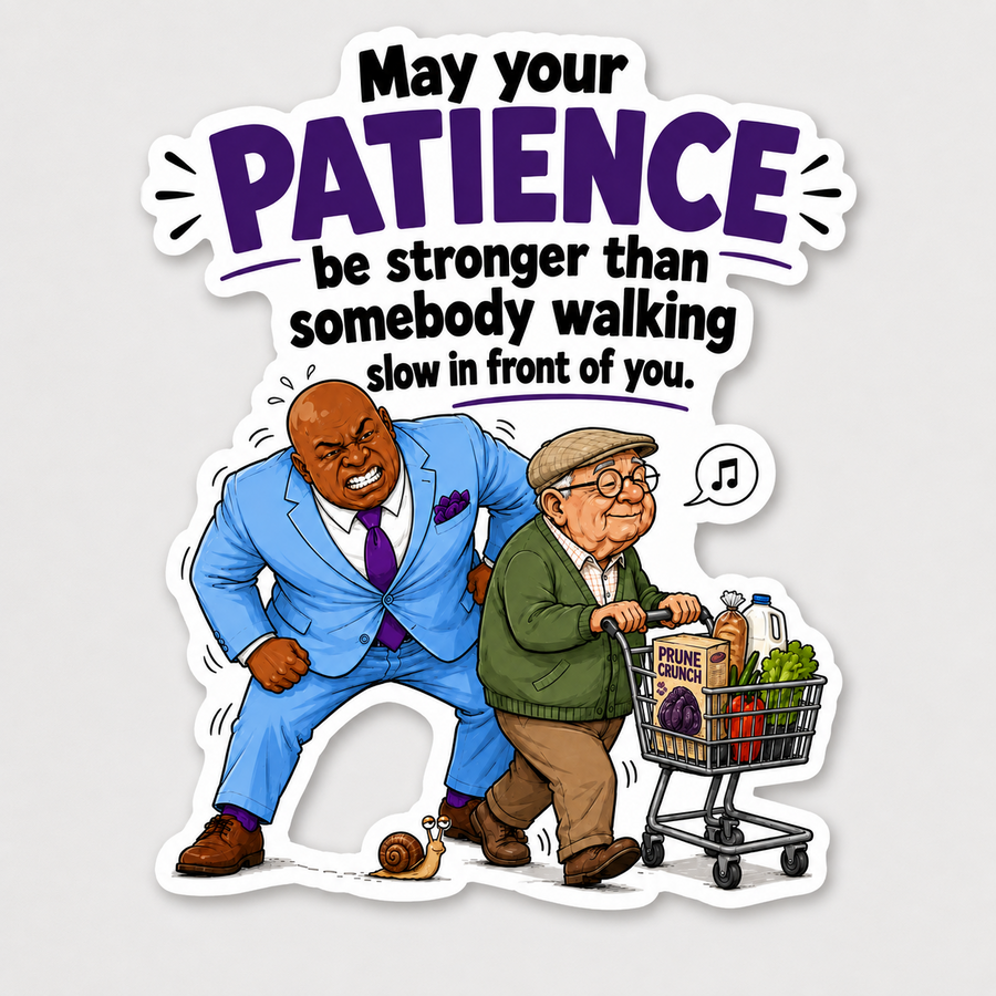 Funny patience quote sticker about somebody walking slow in front of you