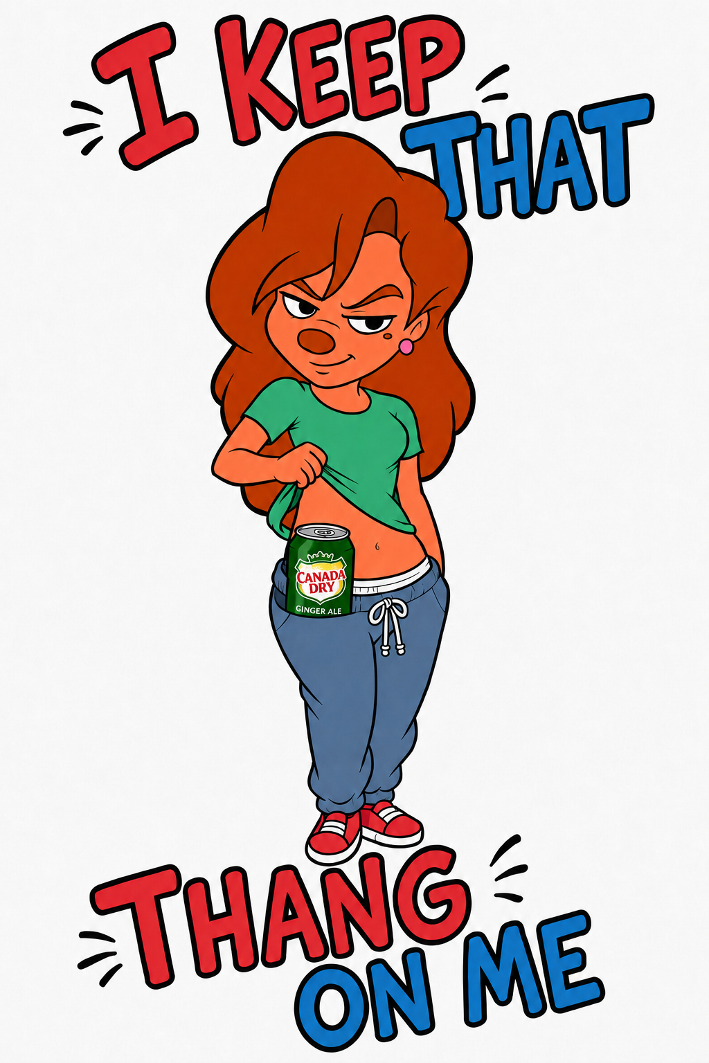 I Keep That Thang On Me funny ginger ale pocket cartoon sticker artwork
