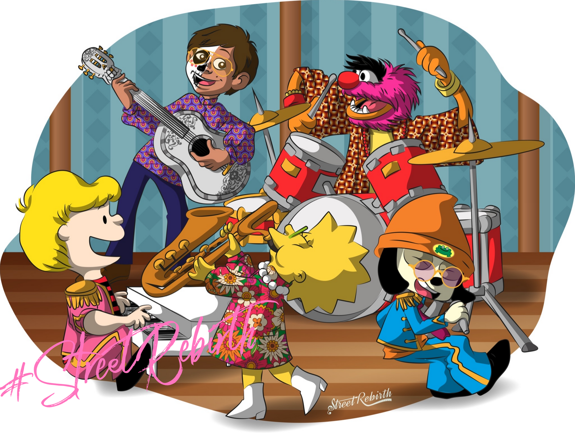 Cartoon Characters As Beatles Shirt - Direct To Garment Quality Print - Unisex Shirt - Gift For Him or Her