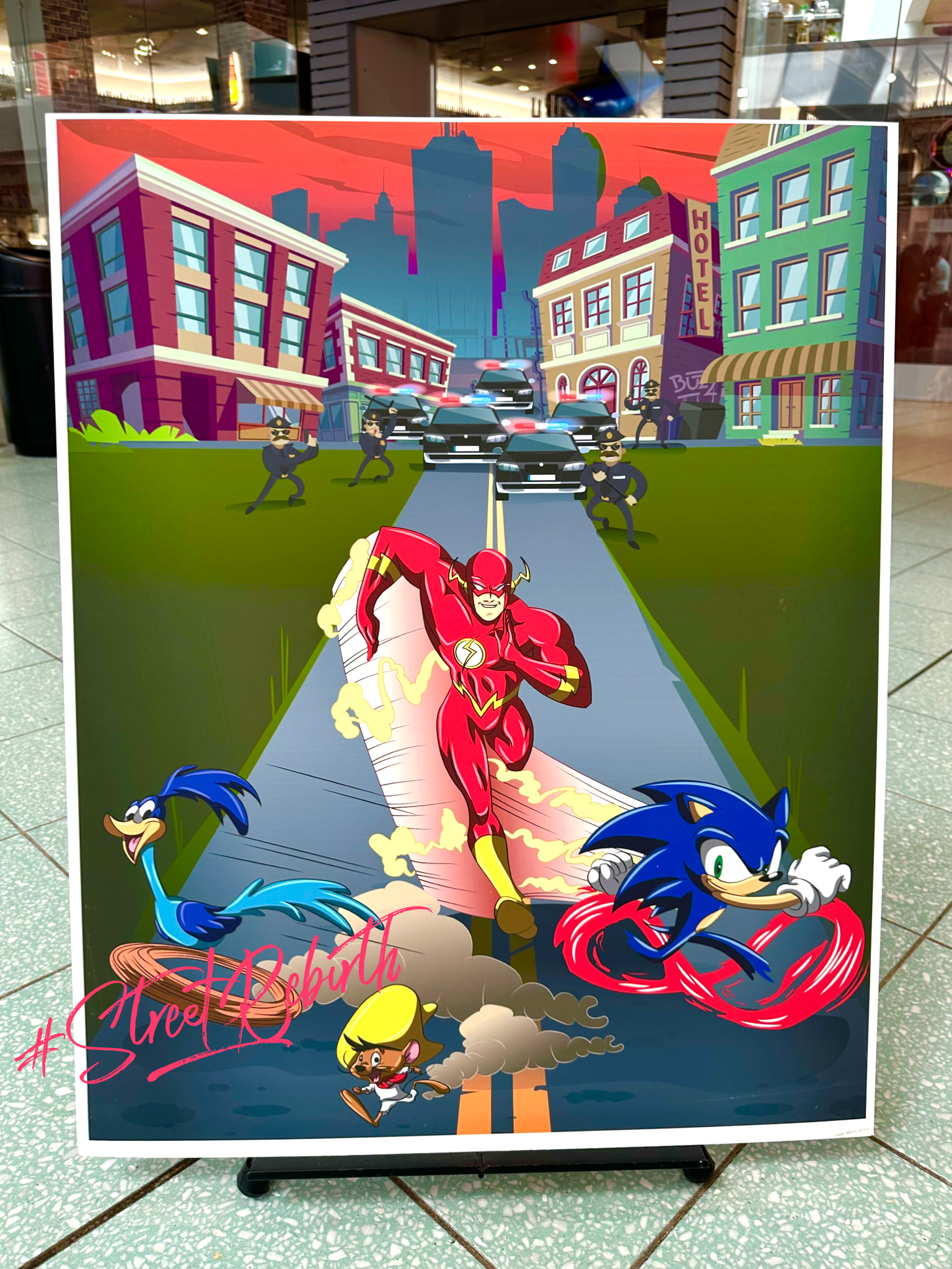 Flash Sonic Speedy Road Runner Running Art Print - Premium Luster Photo Paper - Wall Decor - 16x20 Matte Finish