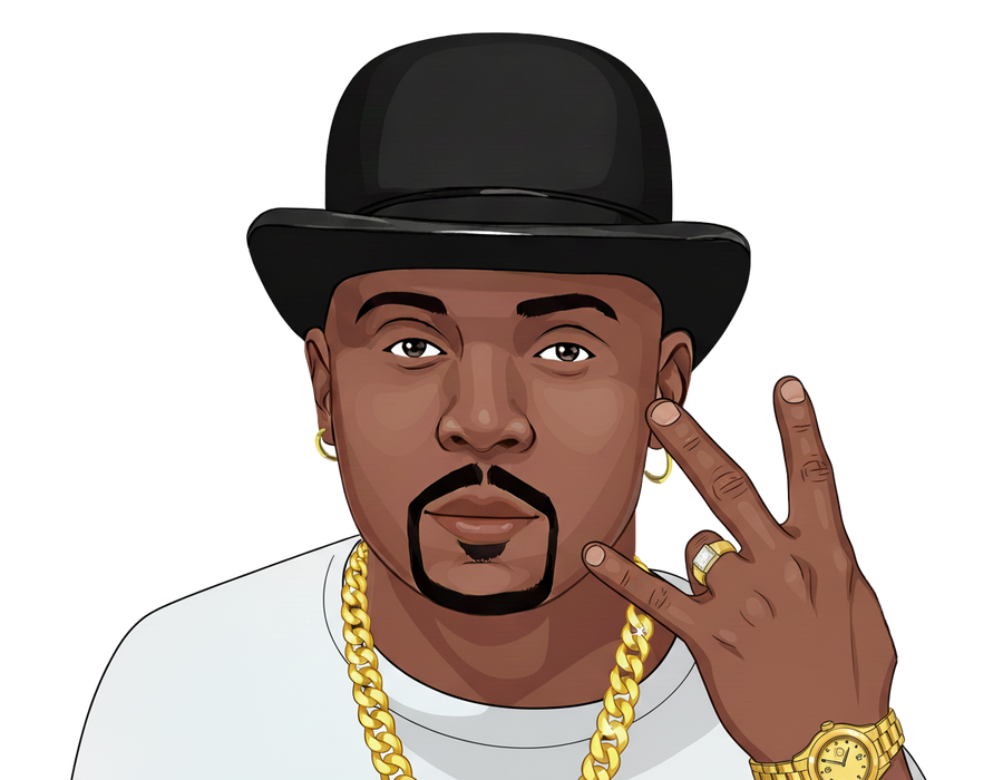 Waterproof vinyl sticker featuring an original hip hop music retro illustration