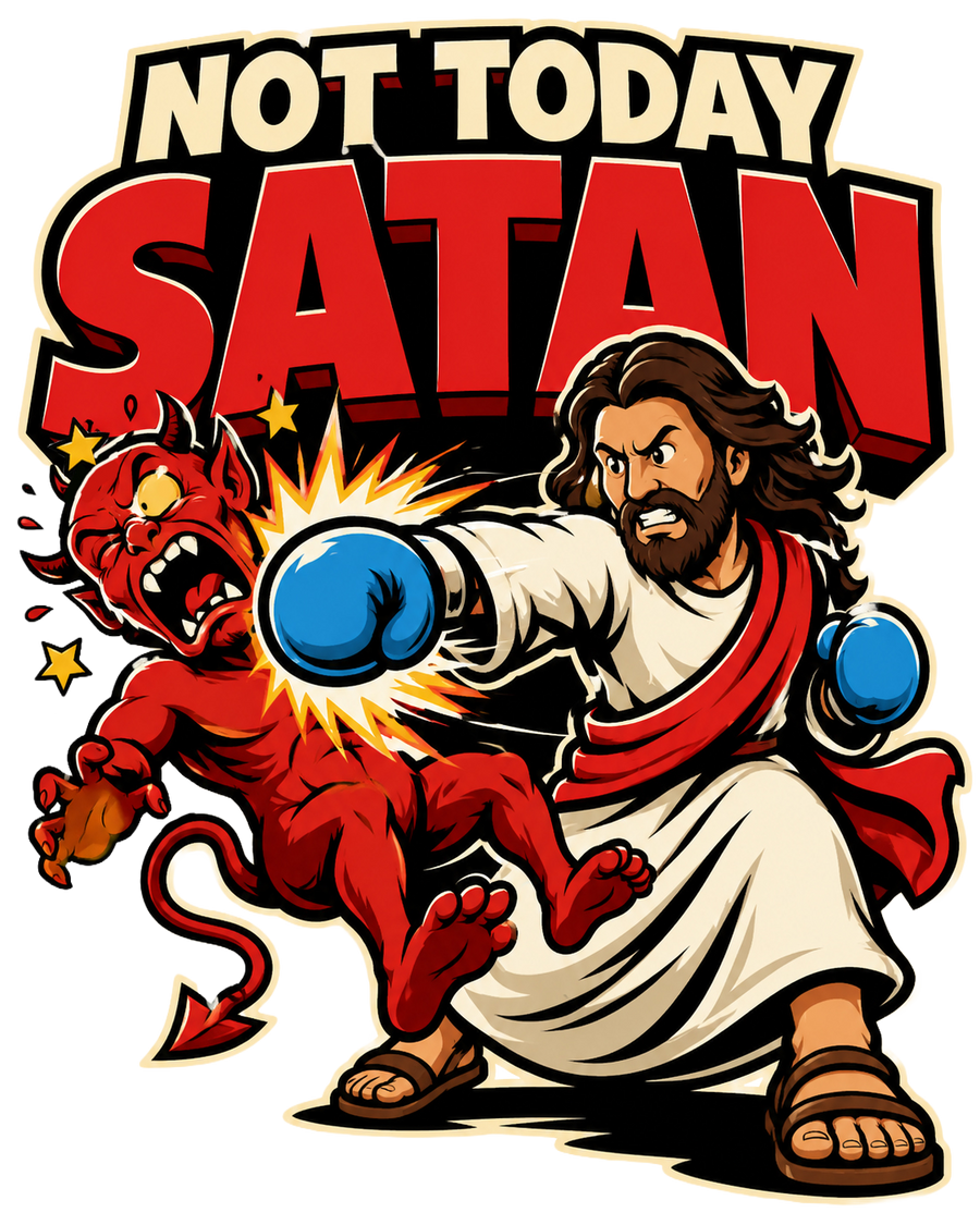 Waterproof vinyl sticker featuring an original faith-inspired humorous illustration