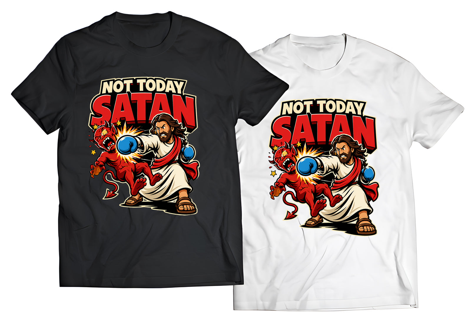 Not Today Satan Faith Boxing Graphic Shirt | Bold Christian Victory Tee