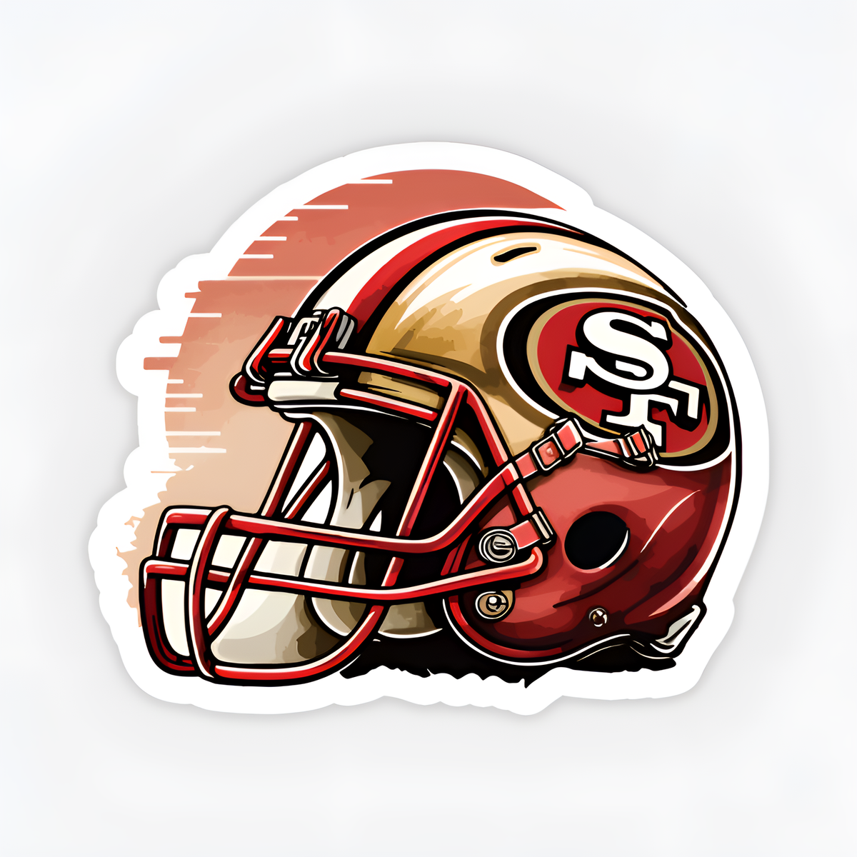 49ers Niners Helmet Football Sticker – One 4 Inch Water Proof Vinyl Sticker – For Hydro Flask, Skateboard, Laptop, Planner, Car, Collecting, Gifting