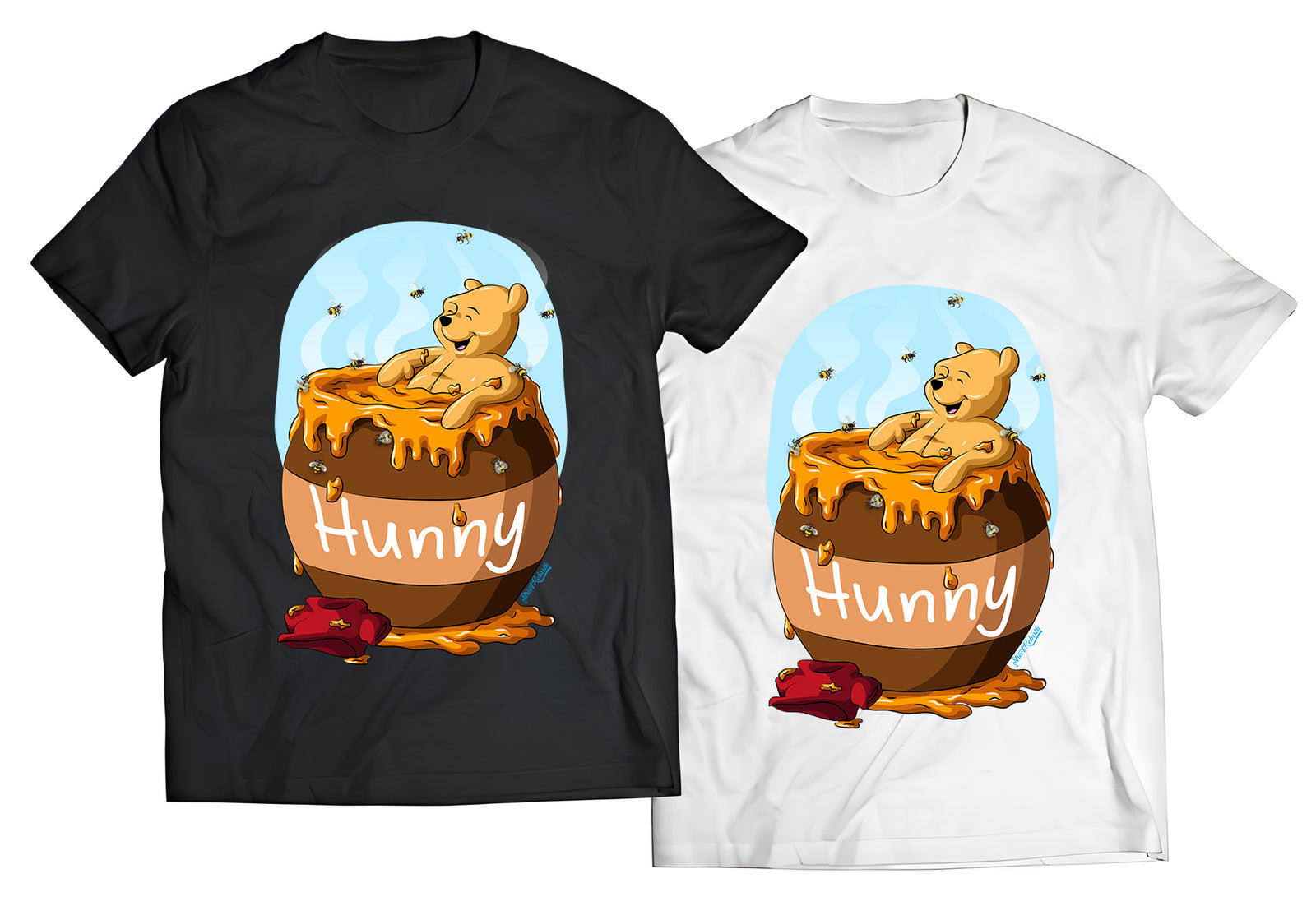 Pooh Bear Honey Bath Shirt – Funny Cartoon-Inspired Graphic Tee – Nostalgic Parody Design, Cute Bear in Honey Jar, DTG Printed Streetwear