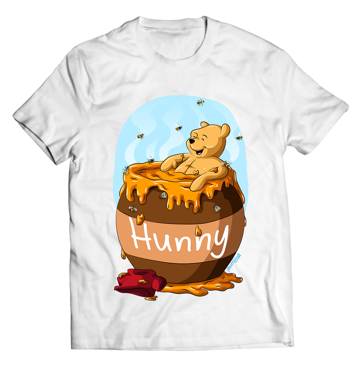 Pooh Bear Honey Bath Shirt – Funny Cartoon-Inspired Graphic Tee – Nostalgic Parody Design, Cute Bear in Honey Jar, DTG Printed Streetwear