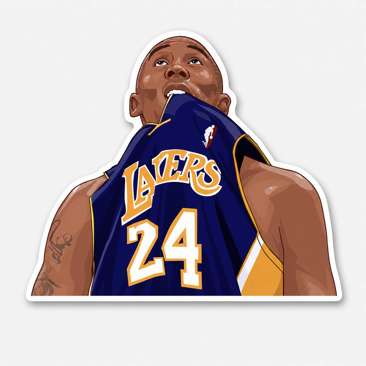 Purple and gold number 24 basketball jersey tribute portrait 4 inch vinyl sticker