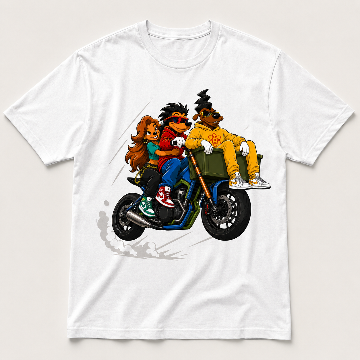 Ride til the wheels fall off street crew graphic on white T-shirt by Street Rebirth