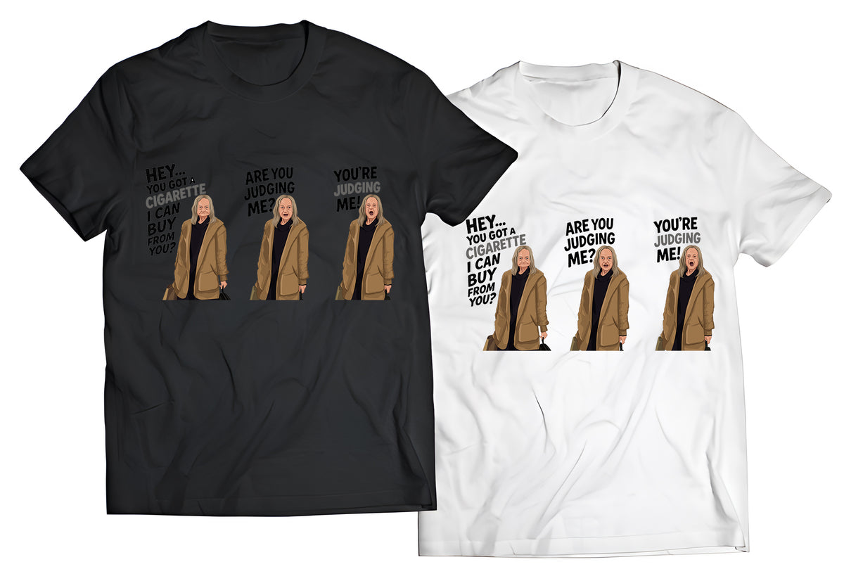 &quot;You’re Judging Me!&quot; Meme Shirt – Viral Old Lady Cigarette Meme Tee