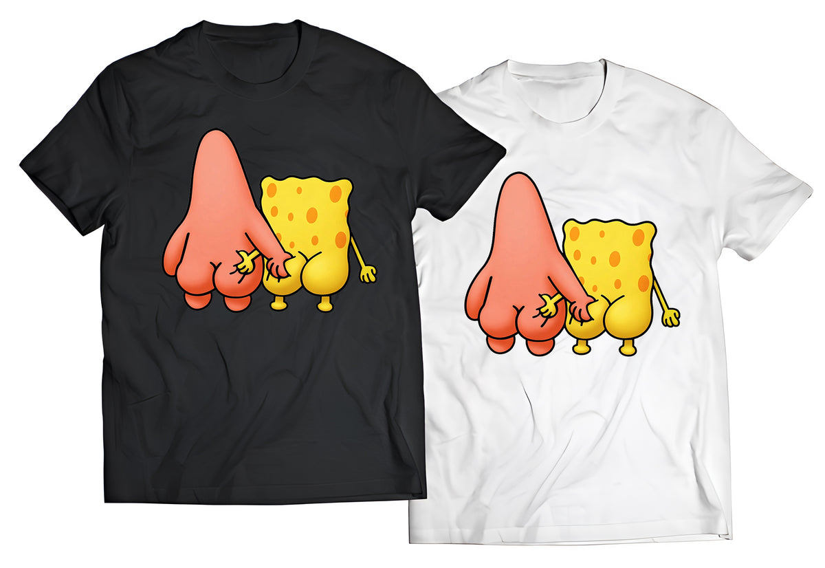 Best Buds From Behind Graphic T-Shirt – Funny Undersea Cartoon Duo Friendship Tee