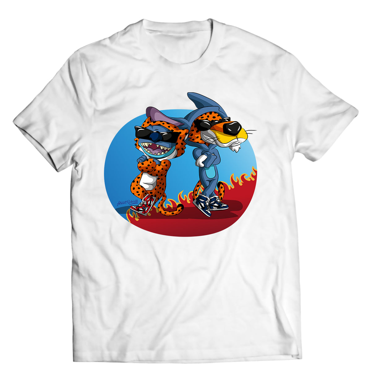 Stitch × Chester Cheetah Crossover Shirt | Funny 90s Mashup Tee | Streetwear Pop Culture Graphic T-Shirt
