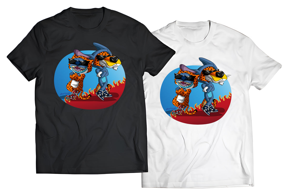Stitch × Chester Cheetah Crossover Shirt | Funny 90s Mashup Tee | Streetwear Pop Culture Graphic T-Shirt