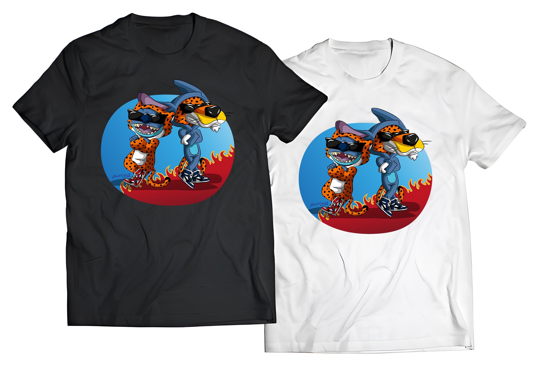 Stitch × Chester Cheetah Crossover Shirt | Funny 90s Mashup Tee | Streetwear Pop Culture Graphic T-Shirt