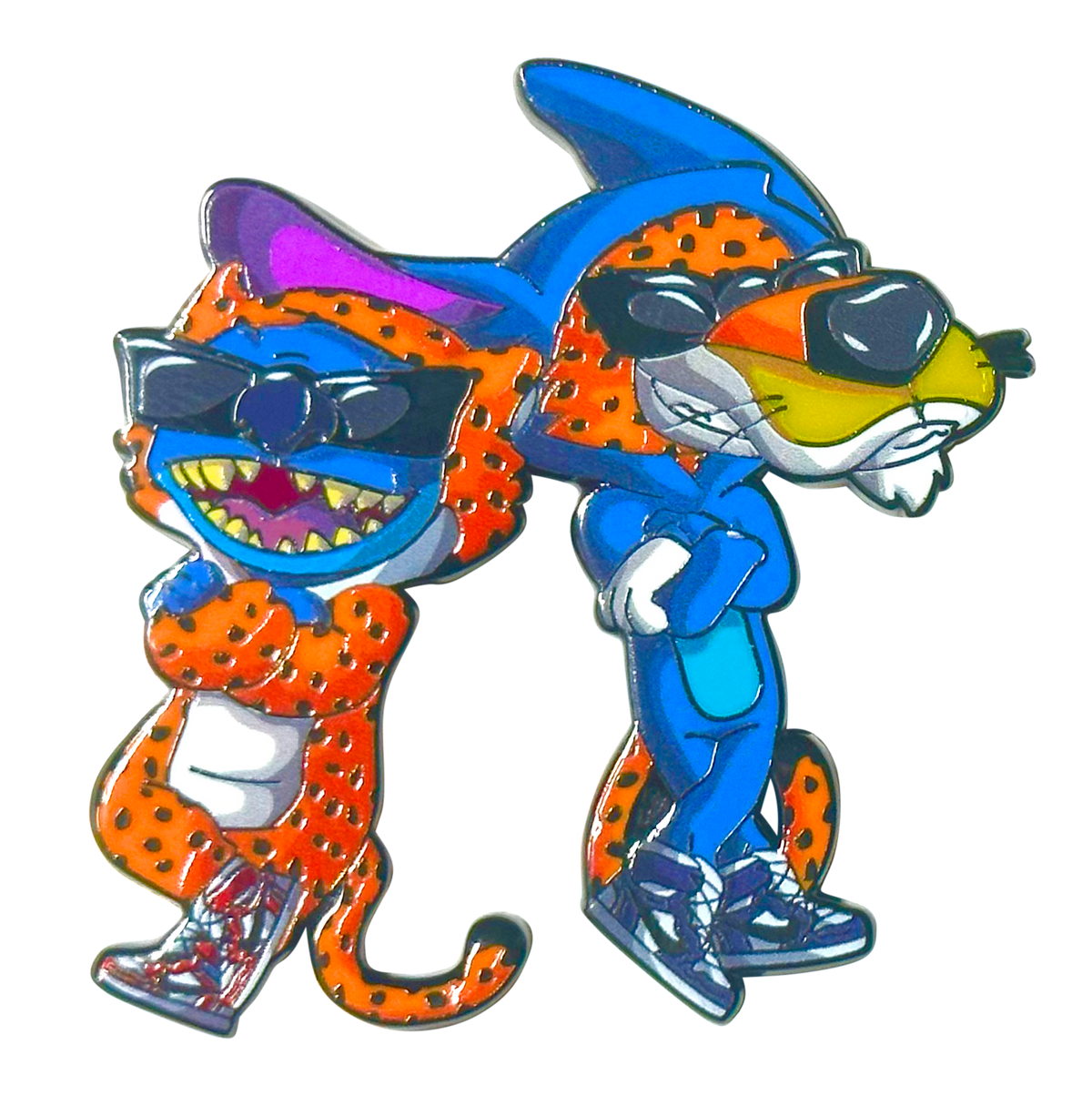 Stitch x Chester Cheetah Mashup Enamel Pin – 2 Inch Hard Enamel • Cute Snack-Themed Crossover • Collector’s Edition Pin