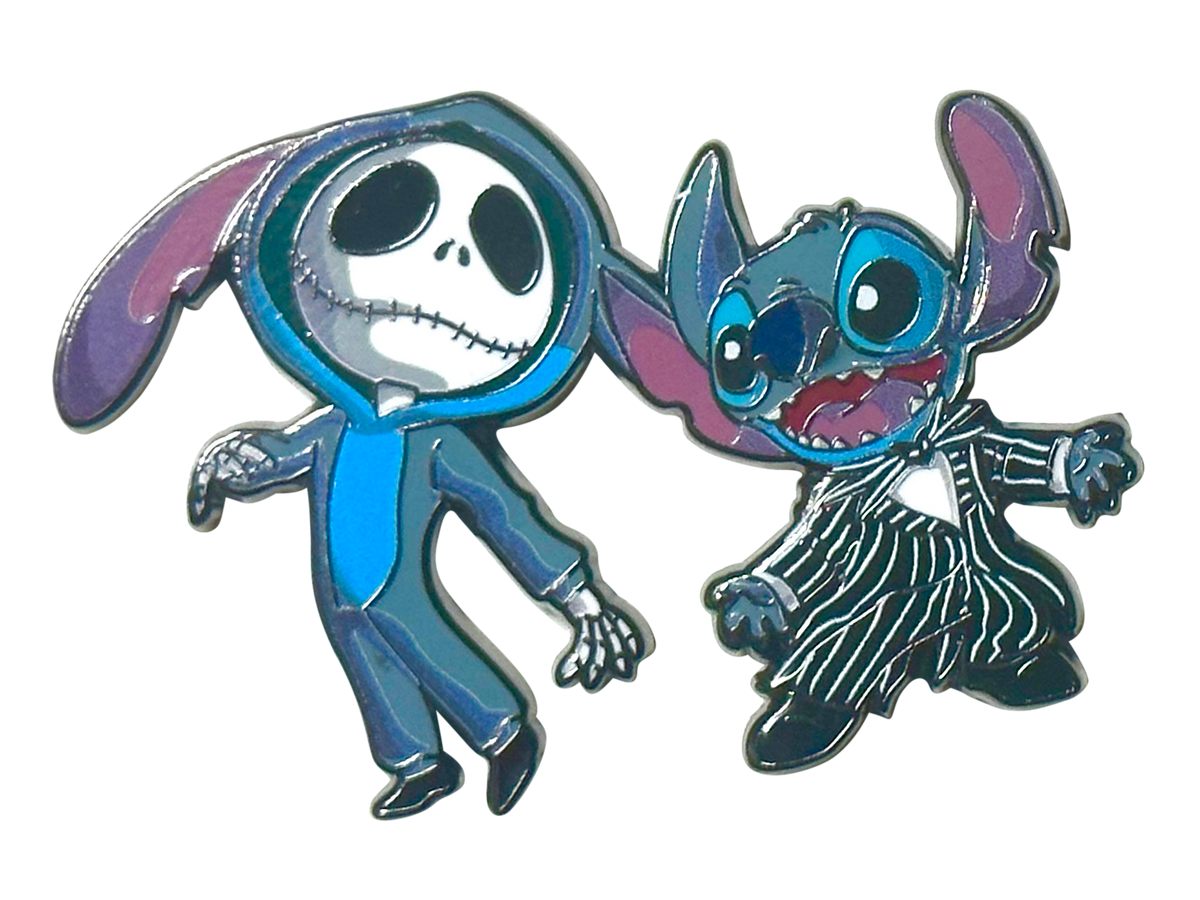 Stitch and Jack Skellington Enamel Pin – A Spooky and Mischievous Mashup