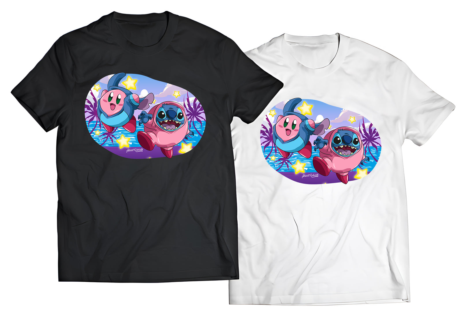 Stitch x Kirby Crossover T-Shirt – "Dream Land Duo" Costume Swap Tee – Cute Nintendo & Disney Parody – Unisex Graphic Shirt