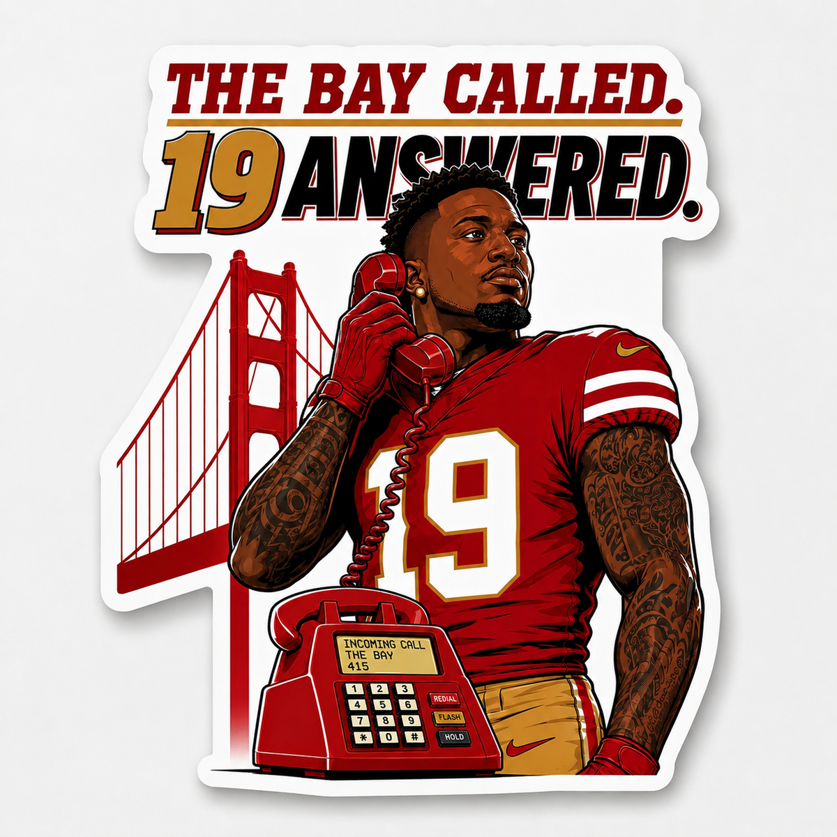 Deebo Samuel 19 San Francisco 49ers 415 Golden Gate Bay Called matte vinyl football sticker