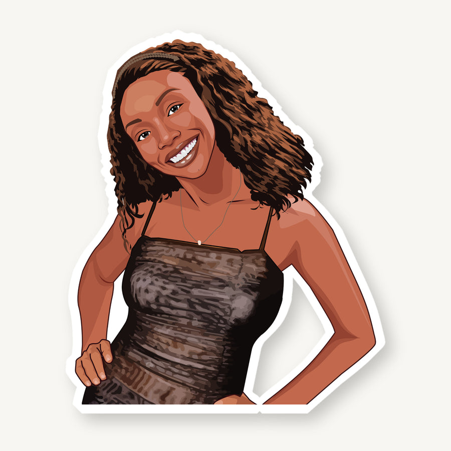 90s R&B Portrait artwork on matte die-cut vinyl sticker with white border