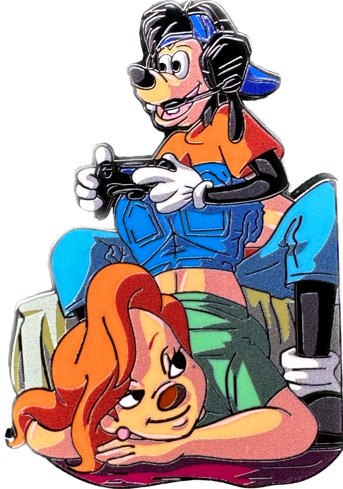 Max and Roxanne Enamel Pin – Flirty Gamer Scene 2&quot; Collectible, Retro Couple Pin, Funny 90s Cartoon-Inspired Fan Art