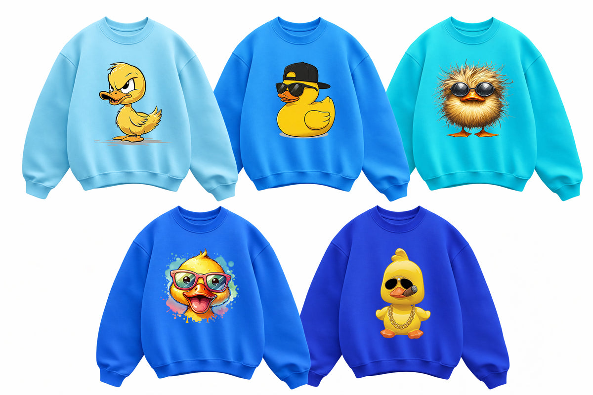 Yellow Duck Sweater – Cute Cartoon Duck Graphic Crewneck | Streetwear Duck Sweatshirt | Funny Cozy Pullover