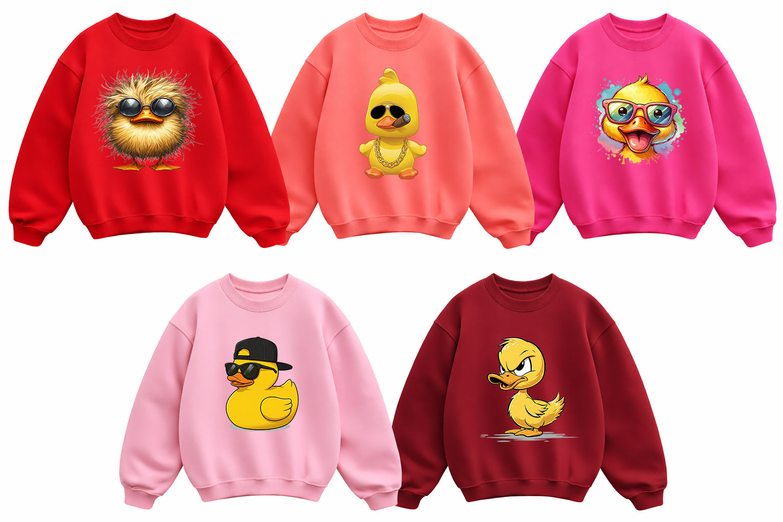 Yellow Duck Sweater – Cute Cartoon Duck Graphic Crewneck | Streetwear Duck Sweatshirt | Funny Cozy Pullover