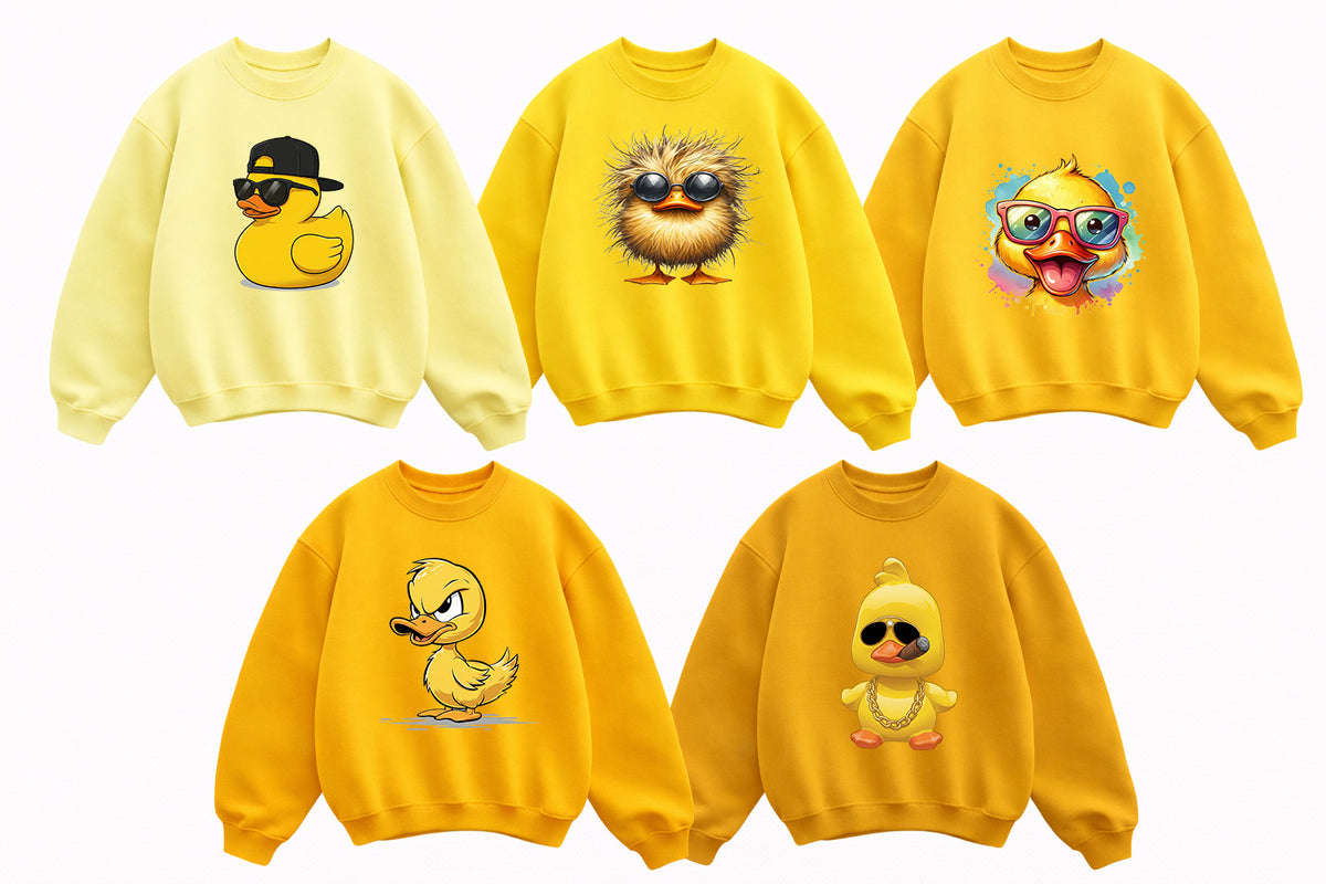 Yellow Duck Sweater – Cute Cartoon Duck Graphic Crewneck | Streetwear Duck Sweatshirt | Funny Cozy Pullover