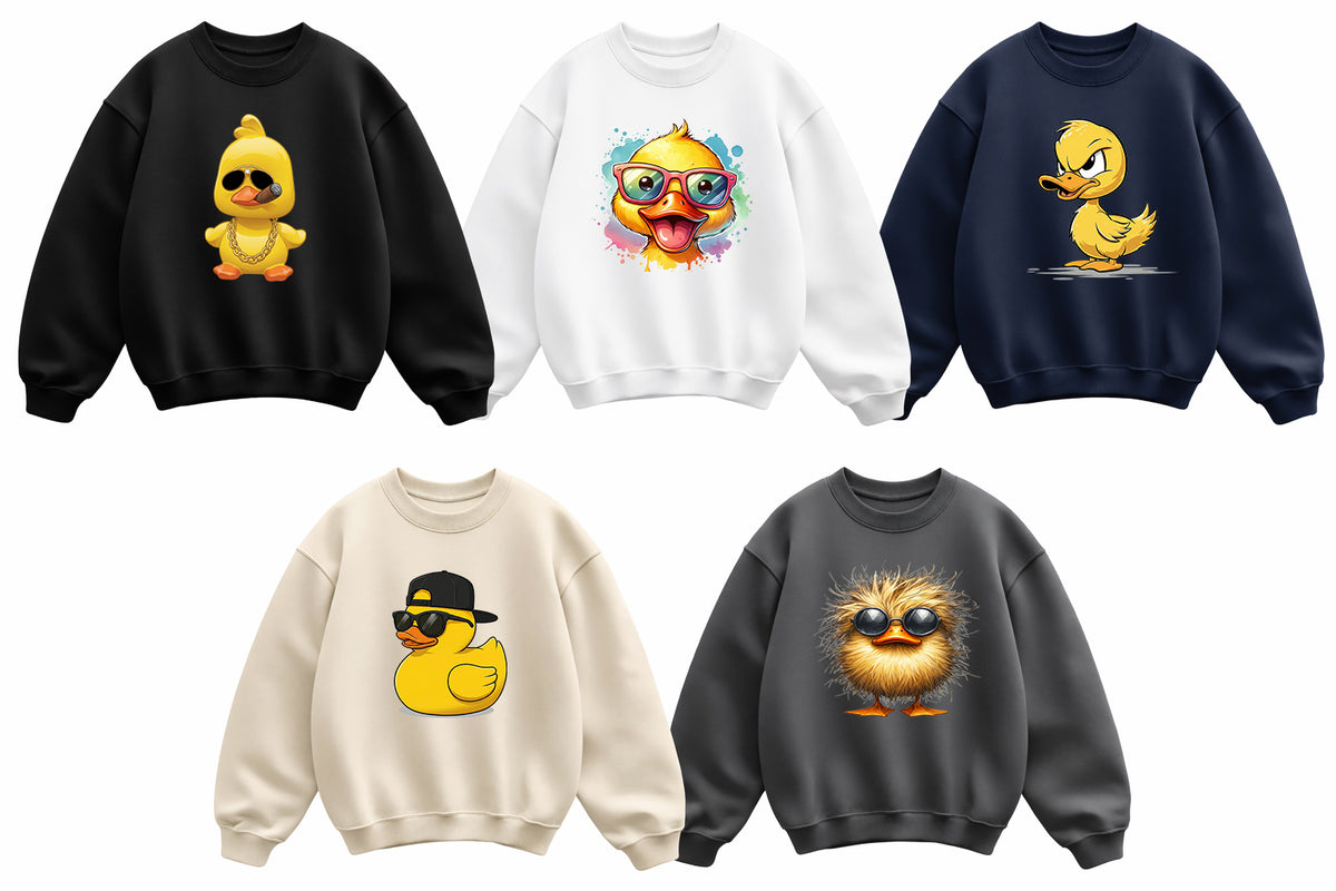 Yellow Duck Sweater – Cute Cartoon Duck Graphic Crewneck | Streetwear Duck Sweatshirt | Funny Cozy Pullover