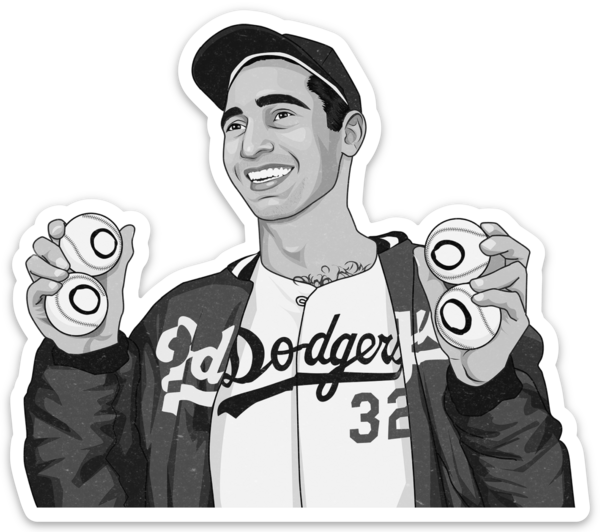 Waterproof vinyl sticker featuring an original baseball retro illustration