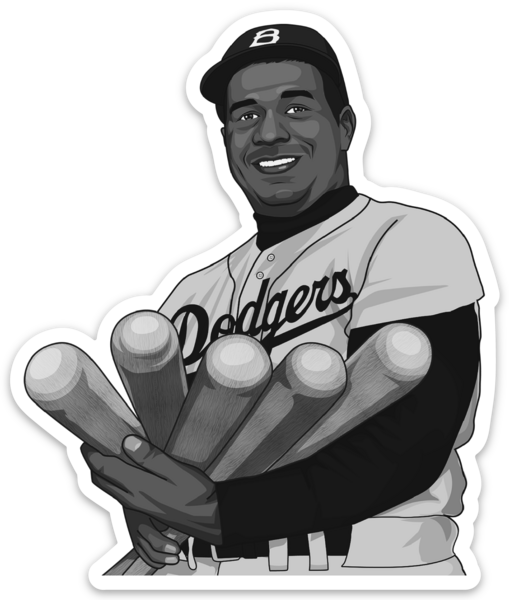 Waterproof vinyl sticker featuring an original baseball animal-themed retro illustration