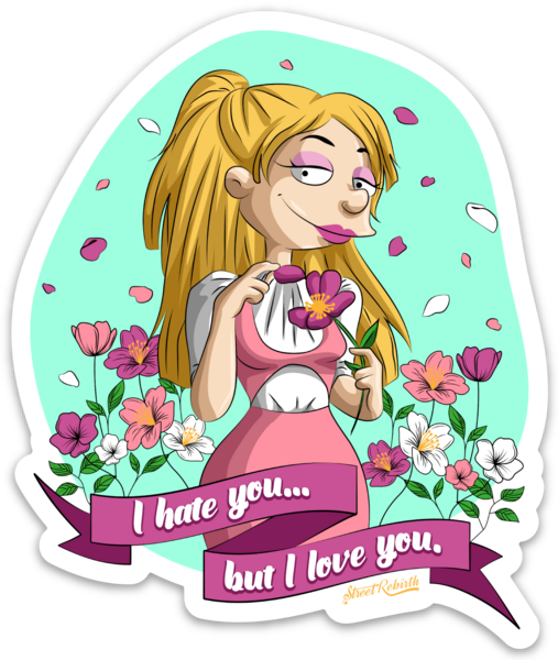 Waterproof vinyl sticker featuring an original animal-themed retro cartoon-style illustration