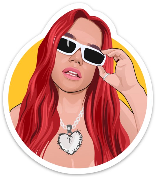 Waterproof vinyl sticker featuring an original hip hop Latin music music illustration