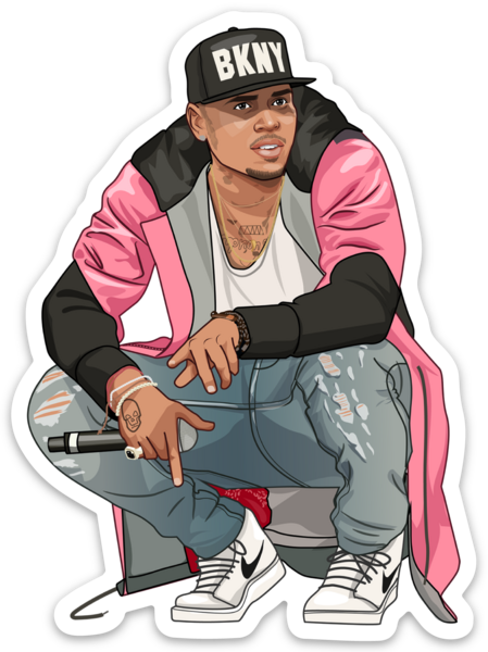 Waterproof vinyl sticker featuring an original hip hop music illustration